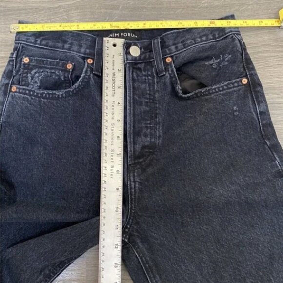 ARITZIA DENIM FORUM Joni Hi-Rise Loose Jean Black Wash Distress Rips 25x29L - Picture 15 of 16